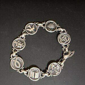 James Avery Heavy Sterling Faith Symbol Bracelet 8 Inch Wide Medallions JR1295